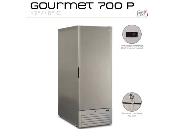Frigorifero inox Gourmet 700P +2/+8°C.